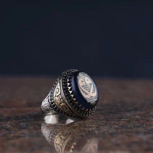 Kehribar Vav Gümüş Yüzük