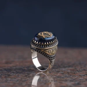 Kehribar Vav Gümüş Yüzük