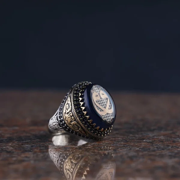 Kehribar Vav Gümüş Yüzük