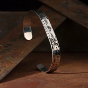 Kuf-i Hat Yazılı Gümüş Kelepçe Gümüş Bileklik