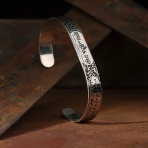 Kuf-i Hat Yazılı Gümüş Kelepçe Gümüş Bileklik