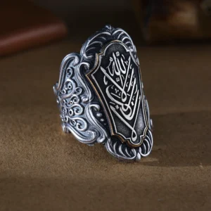 La Galibe İşlemeli Zihgir Gümüş Erkek Yüzük