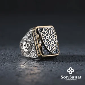 Mavi Topaz Kalkan Gümüş Yüzük