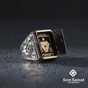 Mavi Topaz Kalkan Gümüş Yüzük