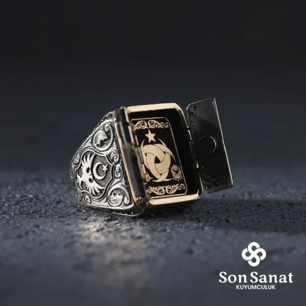 Mavi Topaz Kalkan Gümüş Yüzük