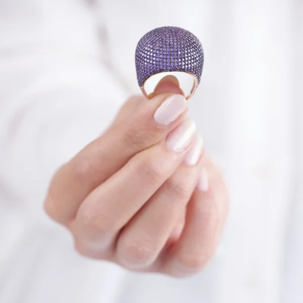 Mega Yuvarlak Ametist Kadın Yüzük