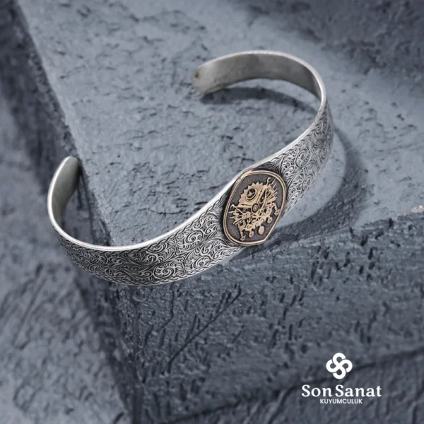 Mekik Devlet Arması Kelepçe Gümüş Bileklik