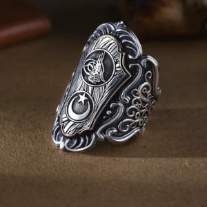 Osmanlı Tuğrası Ay yıldız Zihgir Gümüş Erkek Yüzük