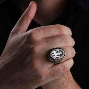 Gravür Göverseli Kartal Gümüş Erkek Yüzük