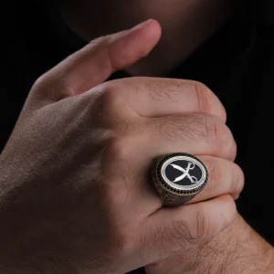 Gravür Göverseli Kılınç Gümüş Erkek Yüzük