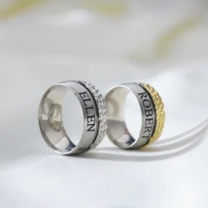 Roma Alfabesi Gümüş Çift Alyans