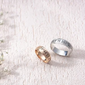 Sade Koordinat Gümüş Çift Alyans