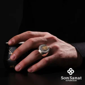 Yuvarlak Çelenk Kartal Gümüş Yüzük
