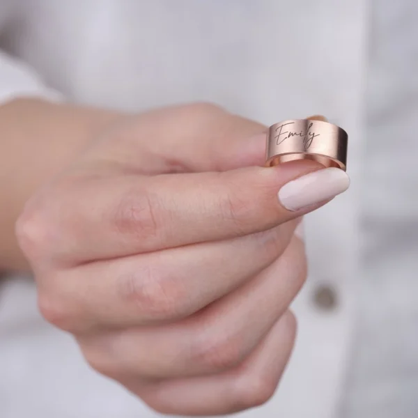 Sade İsim Gümüş Çift Alyans