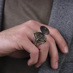 Safir Kapaklı Cami Gümüş Yüzük