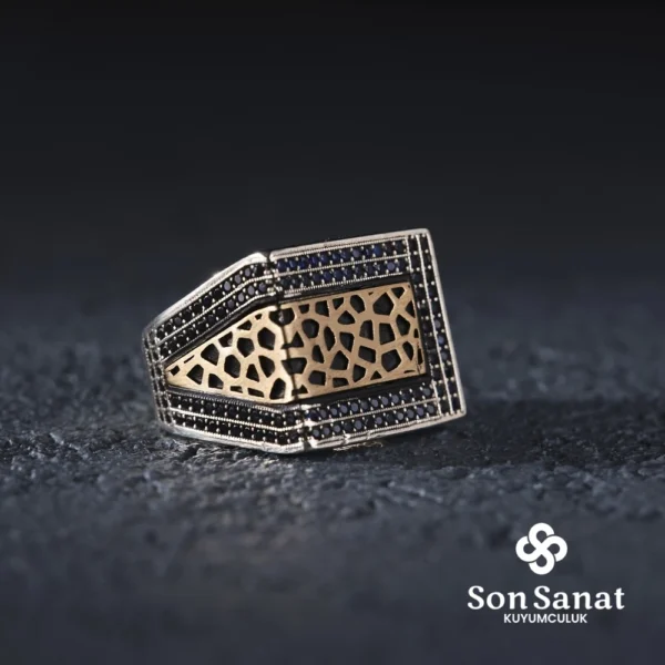 Safir Cam Kırığı Gümüş Yüzük