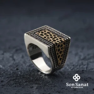 Safir Cam Kırığı Gümüş Yüzük
