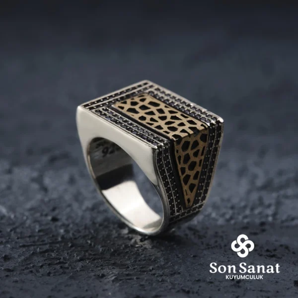 Safir Cam Kırığı Gümüş Yüzük