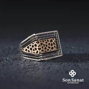 Safir Cam Kırığı Gümüş Yüzük