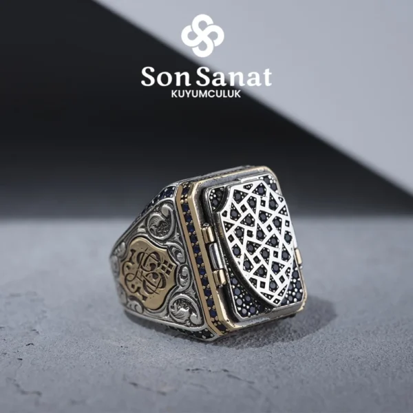 Safir Kalkan Gümüş Yüzük