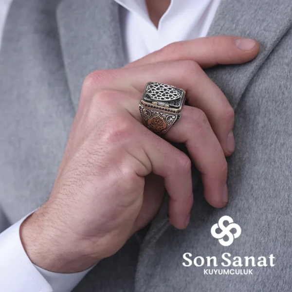 Safir Kalkan Gümüş Yüzük
