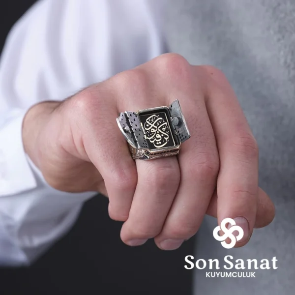 Safir Kalkan Gümüş Yüzük