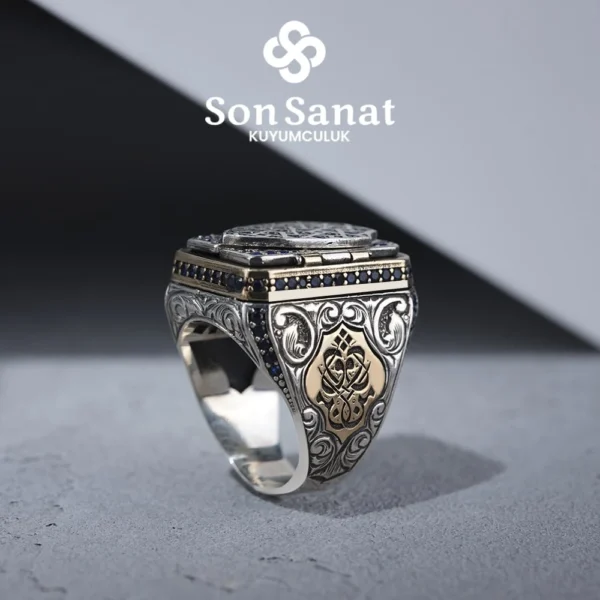 Safir Kalkan Gümüş Yüzük