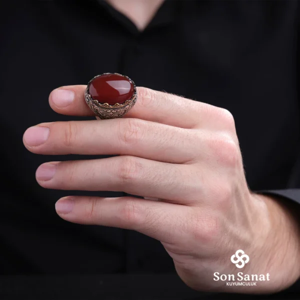Saltanat Gravür Akik GümüşYüzük