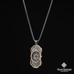 Süleyman Mührü Gravür Gümüş Madalyon Kolye