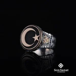Yuvarlak Ayyıldız Otantik Gümüş Yüzük