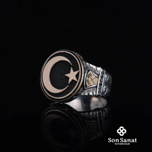 Yuvarlak Ayyıldız Otantik Gümüş Yüzük
