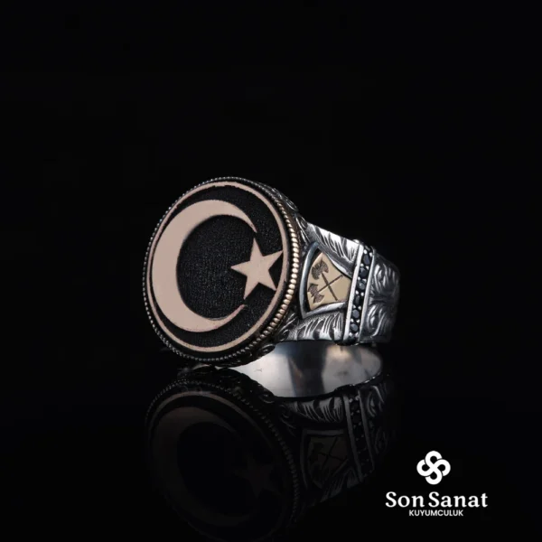 Yuvarlak Ayyıldız Otantik Gümüş Yüzük