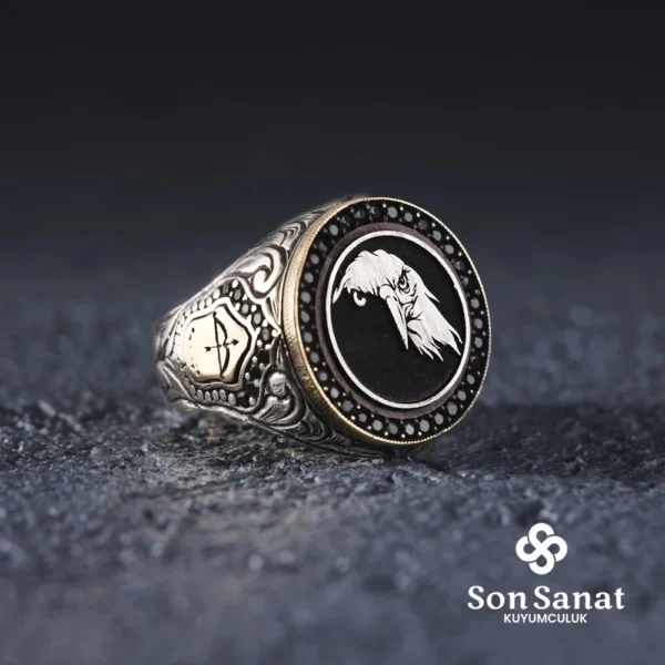 Gravür Kartal Gümüş Yüzük