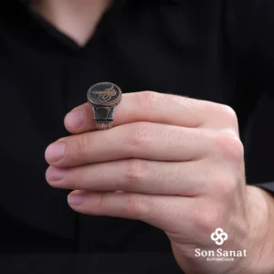 Yuvarlak Otantik Tuğra Gümüş Yüzük