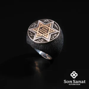 Yuvarlak Süleyman Mührü Sarı Gümüş Yüzük