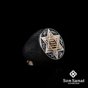 Yuvarlak Süleyman Mührü Sarı Gümüş Yüzük