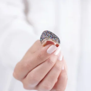 Zirkon Taşlı Gökkuşağı Es Kadın Gümüş Yüzük