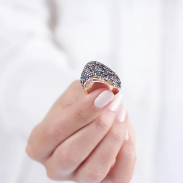Zirkon Taşlı Gökkuşağı Es Kadın Gümüş Yüzük