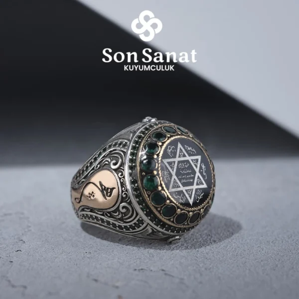 Zümrüt Yura Koruma Gümüş Yüzük