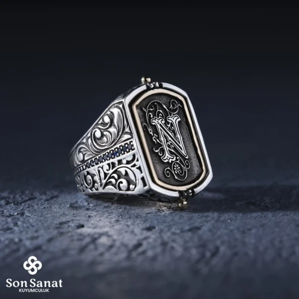 Çift Dönme Harfli Gümüş Yüzük