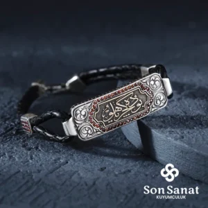 Edep Yahu Gravür Deri Bileklik
