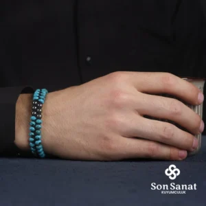 Firuze Taşlı Örgü Bileklik