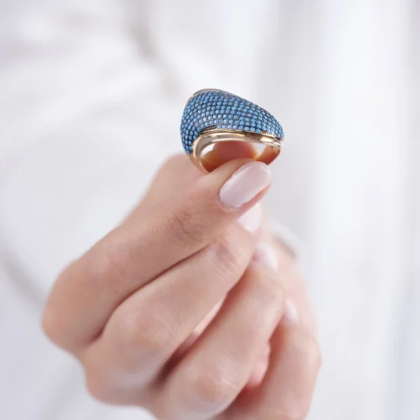 Firuze Taşlı Es Kadın Gümüş Yüzük