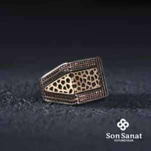 Garnet Cam Kırığı Gümüş Yüzük