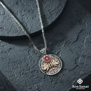 Ayar Ayyıldızlı Kurt Madalyon Kolye