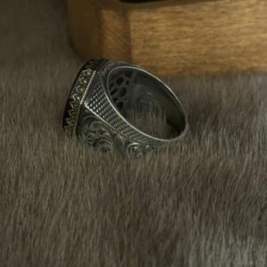 Kehribar Hz Süleyman Mührü Gümüş Erkek Yüzük