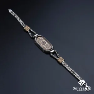Gravür Oval Süleyman Mührü Gümüş Bileklik
