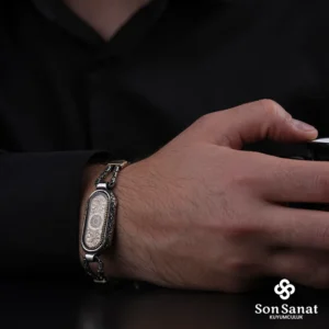 Gravür Oval Süleyman Mührü Gümüş Bileklik