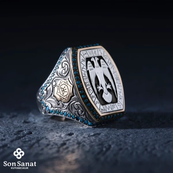 Gravür Selçuklu Tuğrul Gümüş Yüzük