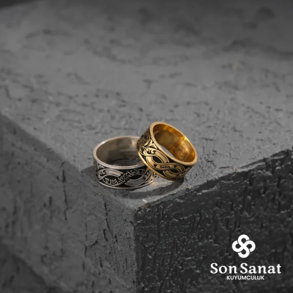 Gravür Sonsuzluk Çift Gümüş Alyans